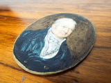 Antique Miniature Portrait Oil Painting of Male