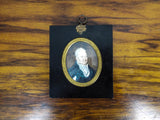 Antique Miniature Portrait Oil Painting of Male