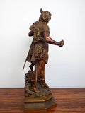 Antique Metal 19th C Sculpture Siegfried & Brunhild Germanic Folk Figural Statue