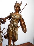 Antique Metal 19th C Sculpture Siegfried & Brunhild Germanic Folk Figural Statue