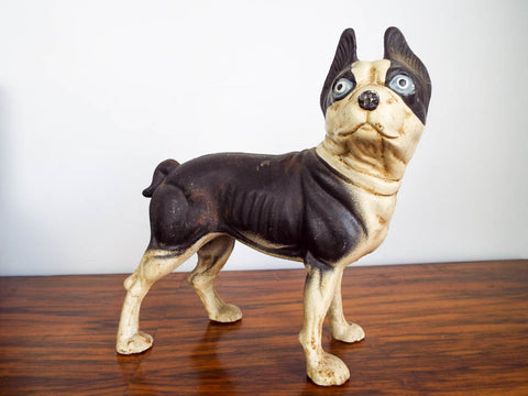 Vintage 1970s Cast Iron Boston Terrier Door Stop