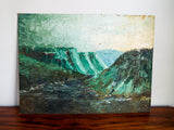 Vintage Palette Landscape Oil Painting Green Hillside Mountain Jon Goley