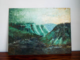 Vintage Palette Landscape Oil Painting Green Hillside Mountain Jon Goley