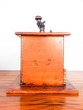 Antique Primitive Wooden Coffee Grinder Finger Joint Hand Crank Herb Mill 1900s