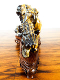 Vintage Chinese Carved Foo Dogs Stone Tigers Eye Guardian Temple Lions Qilin