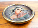 Antique Metal Bradley & Hubbard 1811 Art Plaque Cast Iron Plaque Winter Lady