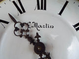 Antique French Wooden Mother of Pearl Inlaid Wall Clock