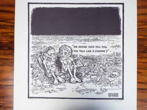 Vintage Signed Ron Cobb Print Ltd Ed Underground Free Press Cartoon Anti Commie