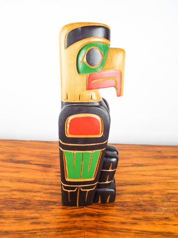 Vintage Eagle Totem Pole Sculpture by Cody Mathias