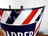 Vintage 1940s Advertising Enamel Barber Shop Corner Sign