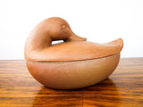 Vintage Monty Smith Duck Clay Pot Kitchen Dish Sculpture Mallard Duck Dish 1990