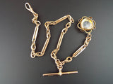 Antique English 9K Gold Pocket Watch Albert Chain 14"