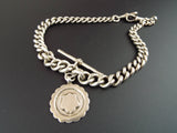 Antique English Sterling Silver Double Albert Watch Chain 14"