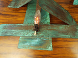 Original Pair Of Brutalist Copper Art Wall Sconces