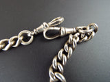 Antique English Sterling Silver Double Albert Watch Chain 14"