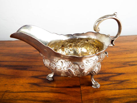 Antique 1763 Sterling Silver Georgian Gravy Boat British