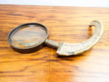 Antique Victorian Rams Horn Magnifying Glass Brass Magnifier Desk Accessory FDG