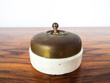 Antique Edwardian White Ceramic & Brass Electric Light Switch