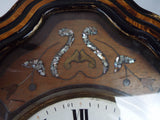 Antique French Wooden Mother of Pearl Inlaid Wall Clock