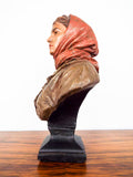 Antique Signed Joseph Le Guluche Female Bust Terra Cotta Sculpture Woman Statue