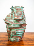 Vintage Green Ceramic Heart O The Sea Vase Sculpture American Studio Art Pottery