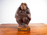 Vintage Clay Sculpture of Chimpanzee Mother & Child by Eda Martinek Henry