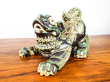 Vintage Glazed Terracotta Foo Dog Chinese Temple Guardian Dog Signed Pottery