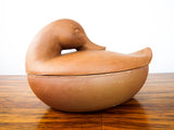 Vintage Monty Smith Duck Clay Pot Kitchen Dish Sculpture Mallard Duck Dish 1990