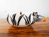 Vintage Whimsical Tom Hatton Zebra Ceramic 25 Set Demitasse Coffee 1980s Pottery