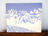 Mountain Abstract Art Ellin James 1970s Lilac Snowcapped Mountain California Art