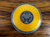 Antique Austrian Guilloche Enameled Sterling Compact Orange Sunburst Art Deco