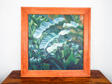 Vintage Signed Oil on Canvas Tropical Green Jungle Painting