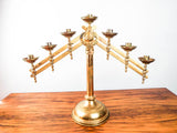 Antique Brass Menorah Adjustable Seven Arm Temple Candlestick Candle Holder