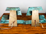 Original Pair Of Brutalist Copper Art Wall Sconces