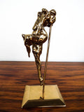 Vintage Abstract Art Mid Century Ballerina Sculpture Brass Dancer Statue Dancing