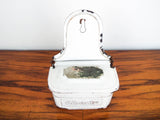 Antique French White Enamel Match Safe Holder