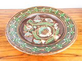 Antique Russian Arts & Crafts Majolica Charger Glazed Centerpiece Plate 1900s