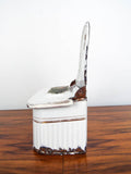 Antique French White Enamel Match Safe Holder