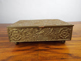 Antique 1910s Heavy Brass Embossed British Arts & Crafts Style Box