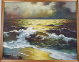 Vintage Signed Seascape Oil on Canvas Painting