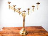 Antique Brass Menorah Adjustable Seven Arm Temple Candlestick Candle Holder