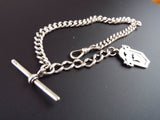 Antique English Sterling Silver Double Albert Watch Chain 12"