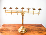 Antique Brass Menorah Adjustable Seven Arm Temple Candlestick Candle Holder