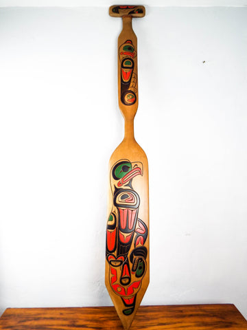 Vintage Coast Salish Wood Carving Eagle Paddle by William Watts