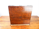 Antique Victorian English Oak Tantalus Tabletop Cigarette Box Secret Drawer 1880