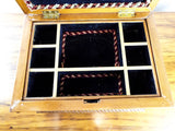 Antique 19th C Tramp Art Jewelry Box Inlaid Three Tiered Trinket Casket 1880s