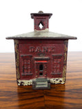 Cast Iron Red House Piggy Bank~ J & E Stevens