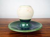 Antique Green White Stoneware Match Holder