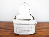 Antique French White Enamel Match Safe Holder