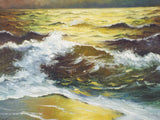 Vintage Signed Seascape Oil on Canvas Painting